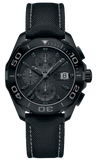 Tag Heuer Aquaracer Automatic Chronograph Special Edition Titanium Grey Dial Black Leather Strap Watch for Men - CAY218B.FC6370 Authentic Buy Shop Now