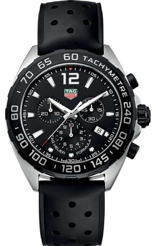 Tag Heuer Formula 1 Black Dial Black Leather Strap Watch for Men - CAZ1010.FT8024 Authentic Buy Shop Now