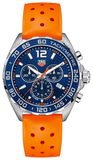 Tag Heuer Formula 1 Quartz Chronograph Blue Dial Orange Rubber Strap Watch for Men - CAZ1014.FT8028 Authentic Buy Shop Now