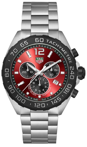 Tag Heuer Formula 1 Chronograph Red Dial Silver Steel Strap Watch for Men - CAZ101AN.BA0842 Authentic Buy Shop Now