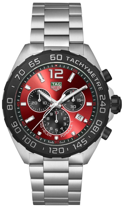 Tag Heuer Formula 1 Chronograph Red Dial Silver Steel Strap Watch for Men - CAZ101AN.BA0842 Authentic Buy Shop Now