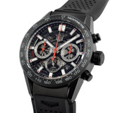 Tag Heuer Carrera Automatic Chronograph Black Dial Black Rubber Strap Watch for Men - CBG2A90.FT6173 Authentic Buy Shop Now