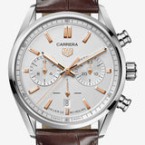 Tag Heuer Carrera Chronograph White Dial Brown Leather Strap Watch for Men - CBN2013.FC6483 Authentic Buy Shop Now