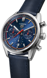 Tag Heuer Carrera Chronograph Blue Dial Blue Leather Strap Watch for Men - CBN201D.FC6543 Authentic Buy Shop Now