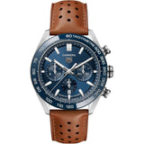 Tag Heuer Carrera Automatic Chronograph Blue Dial Brown Leather Strap Watch for Men - CBN2A1A.FC6537 Authentic Buy Shop Now