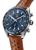 Tag Heuer Carrera Automatic Chronograph Blue Dial Brown Leather Strap Watch for Men - CBN2A1A.FC6537 Authentic Buy Shop Now