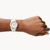 Fossil Ceramic Multifunction White Dial White Steel Strap Watch for Women - CE1006 Authentic Buy Shop Now