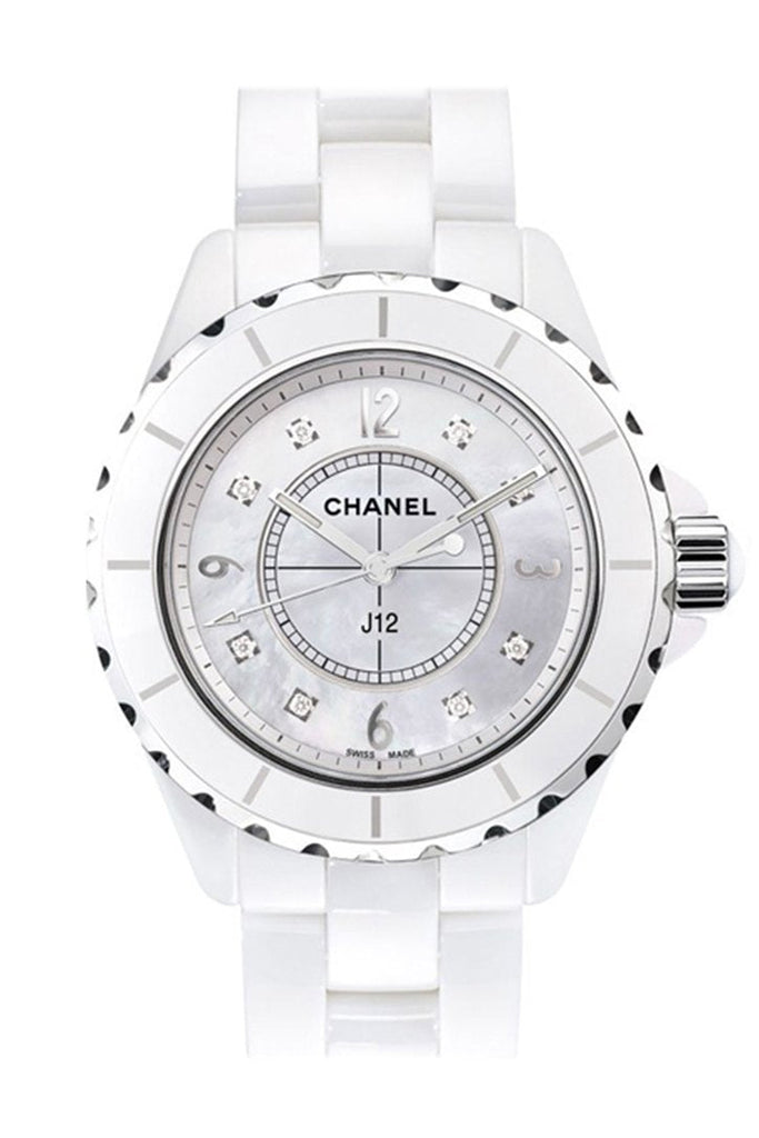 Chanel J12 Diamonds Quartz Ceramic White Dial White Steel Strap Watch for Women - J12 H2422 Authentic Buy Shop Now