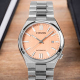 Citizen Tsuyosa Automatic Salmon Orange Dial Silver Steel Strap Watch For Men - NJ0159-86Z Authentic Buy Shop Now