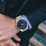 Citizen Eco Drive Chronograph Blue Dial Silver Steel Strap Watch For Men - AT2140-55L Authentic Buy Shop Now