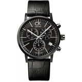 Calvin Klein Post Minimal Chronograph Black Dial Black Leather Strap Watch for Men - K7627401 Authentic Buy Shop Now