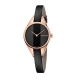 Calvin Klein Rebel Black Dial Black Leather Strap Watch for Women - K8P236C1 Authentic Buy Shop Now