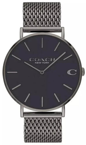 Coach Charles Black Dial Grey Mesh Bracelet Watch for Men - 14602145 Authentic Buy Shop Now