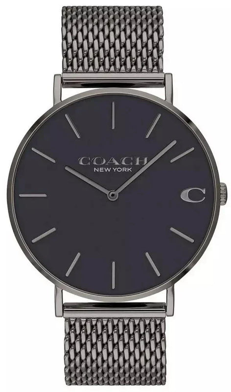 Coach Charles Black Dial Grey Mesh Bracelet Watch for Men - 14602145 Authentic Buy Shop Now
