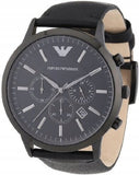 Emporio Armani Sportivo Chronograph Black Dial Black Leather Strap Watch For Men - AR2461 Authentic Buy Shop Now