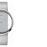 Calvin Klein Glam Transparent Silver Dial Grey Leather Strap Watch for Women - K9423193 Authentic Buy Shop Now