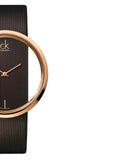 Calvin Klein Glam Transparent Dial Brown Leather Strap Watch for Women - K9423303 Authentic Buy Shop Now