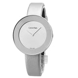 Calvin Klein Chic Silver Dial White Leather Strap Watch for Women - K7N23UP8 Authentic Buy Shop Now