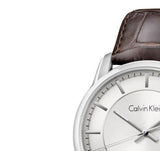Calvin Klein Infinity Silver Dial Brown Leather Strap Watch for Men - K5S341G6 Authentic Buy Shop Now