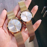 Calvin Klein Minimal Silver Dial Gold Mesh Bracelet Watch for Women - K3M22526 Authentic Buy Shop Now