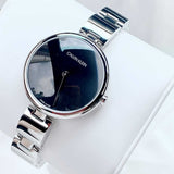 Calvin Klein Wavy Black Dial Silver Steel Strap Watch for Women - K9U23141 Authentic Buy Shop Now