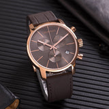 Calvin Klein City Chronograph Grey Dial Brown Leather Strap Watch for Men - K2G276G3 Authentic Buy Shop Now