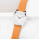 Calvin Klein City Quartz White Dial Light Brown Leather Strap Watch For Men - K2G21138 Authentic Buy Shop Now