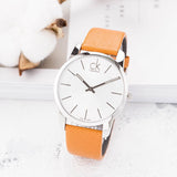 Calvin Klein City Quartz White Dial Light Brown Leather Strap Watch For Men - K2G21138 Authentic Buy Shop Now