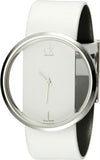 Calvin Klein Glam Transparent Dial White Leather Strap Watch for Women - K9423101 Authentic Buy Shop Now