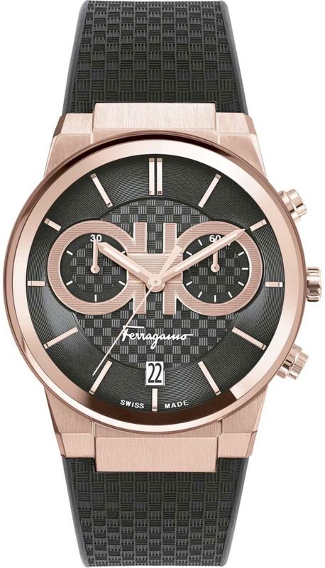 Salvatore Ferragamo Sapphire Chrono Black Dial Black Rubber Strap Watch for Men - SFME00721 Authentic Buy Shop Now