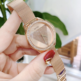 Guess Tri Glitz Quartz Diamonds Rose Gold Dial Rose Gold Mesh Bracelet Watch For Women - W1142L4 Authentic Buy Shop Now