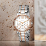 Guess Enchanting Diamonds Silver Dial Two Tone Steel Strap Watch for Women - W0305L3 Authentic Buy Shop Now