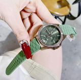 Michael Kors Mini Pilot Chronograph Green Dial Green Silicone Strap Watch For Women - MK7421 Authentic Buy Shop Now