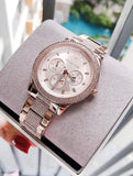 Michael Kors Tibby Chronograph Crystals Rose Gold Dial Rose Gold Steel Strap Watch For Women - MK6826 Authentic Buy Shop Now