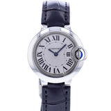 Cartier Ballon Bleu Silver Dial Black Leather Strap Watch for Women - W69018Z4 Authentic Buy Shop Now