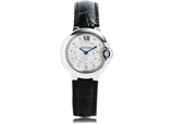 Cartier Ballon Bleu de Cartier Diamonds Silver Dial Black Leather Strap Watch for Women - W4BB0008 Authentic Buy Shop Now
