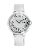 Cartier Ballon Bleu De Cartier Silver Dial White Leather Strap Watch for Women - W6920086 Authentic Buy Shop Now