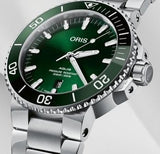 Oris Aquis Date Green Dial Silver Steel Strap Watch for Men - 0173377304157-0782405PEB Authentic Buy Shop Now