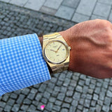 Tissot PRX Champagne Yellow Gold Dial Gold Steel Strap Watch for Men - T137.410.33.021.00 Authentic Buy Shop Now