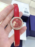 Swarovski Crystal Frost Red Dial Red Leather Strap Watch for Women - 5519226 Authentic Buy Shop Now