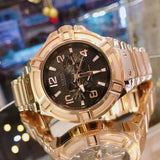 Guess Rigor Multi Function Black Dial Rose Gold Steel Strap Watch For Men - W0218G3 Authentic Buy Shop Now