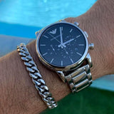 Emporio Armani Luigi Black Dial Silver Steel Strap Watch For Men - AR1894 Authentic Buy Shop Now