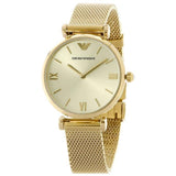Emporio Armani Retro Gold Dial Gold Mesh Bracelet Watch For Women - AR1957 Authentic Buy Shop Now