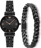 Emporio Armani Gianni T Bar All Black Diamond Dial Watch For Women - AR11245 Authentic Buy Shop Now