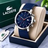 Lacoste Replay Chronograph Blue Dial Blue Leather Strap Watch for Men - 2011176 Authentic Buy Shop Now
