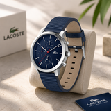 Lacoste Replay Chronograph Blue Dial Blue Leather Strap Watch for Men - 2011176 Authentic Buy Shop Now