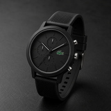 Lacoste 12.12 Chronograph Black Dial Black Silicon Strap Watch for Men - 2011243 Authentic Buy Shop Now