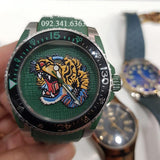 Gucci Dive Tiger Green Dial Green Rubber Strap Watch For Men - YA136316 Authentic Buy Shop Now