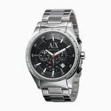 Armani Exchange Miami Chronograph Black Dial Silver Steel Strap Watch For Men - AX1057 Authentic Buy Shop Now