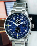 Citizen Eco Drive Chronograph Blue Dial Silver Stainless Steel Watch For Men - CA0690-88L Authentic Buy Shop Now